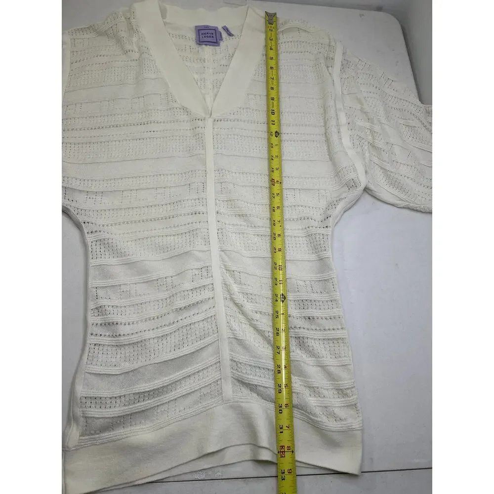 Herve Leger Marian Knit Cover Up in Alabaster. Size XS/S